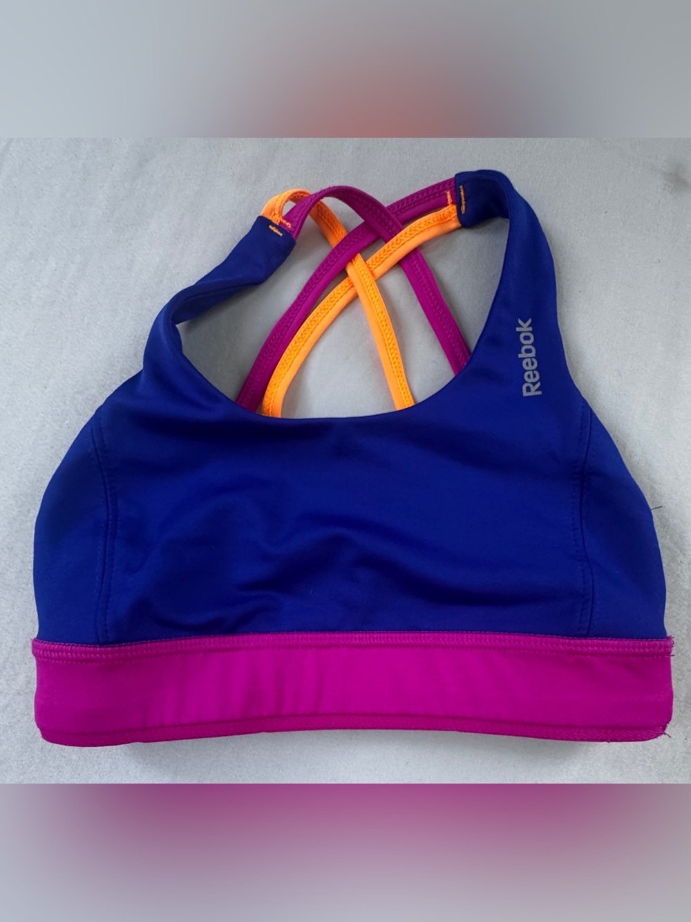 Reebok sports bra  Blue & Pink Strappy Swim Top girls XS